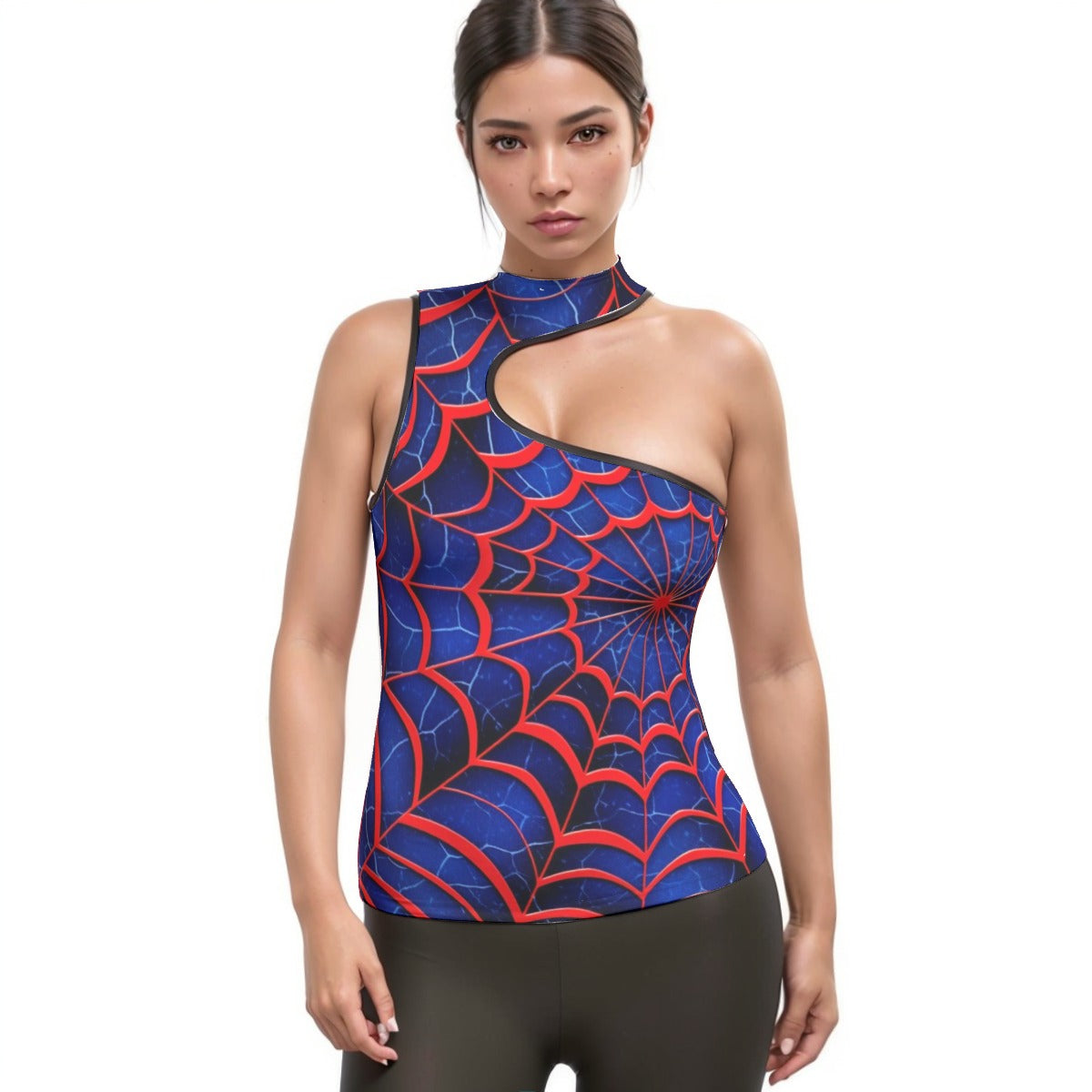All-Over Print Women's Halter Sleeveless Asymmetrical Tank Top