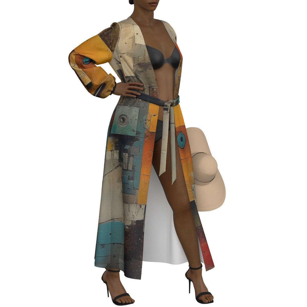 All-Over Print Women's Lace-up Chiffon Robe