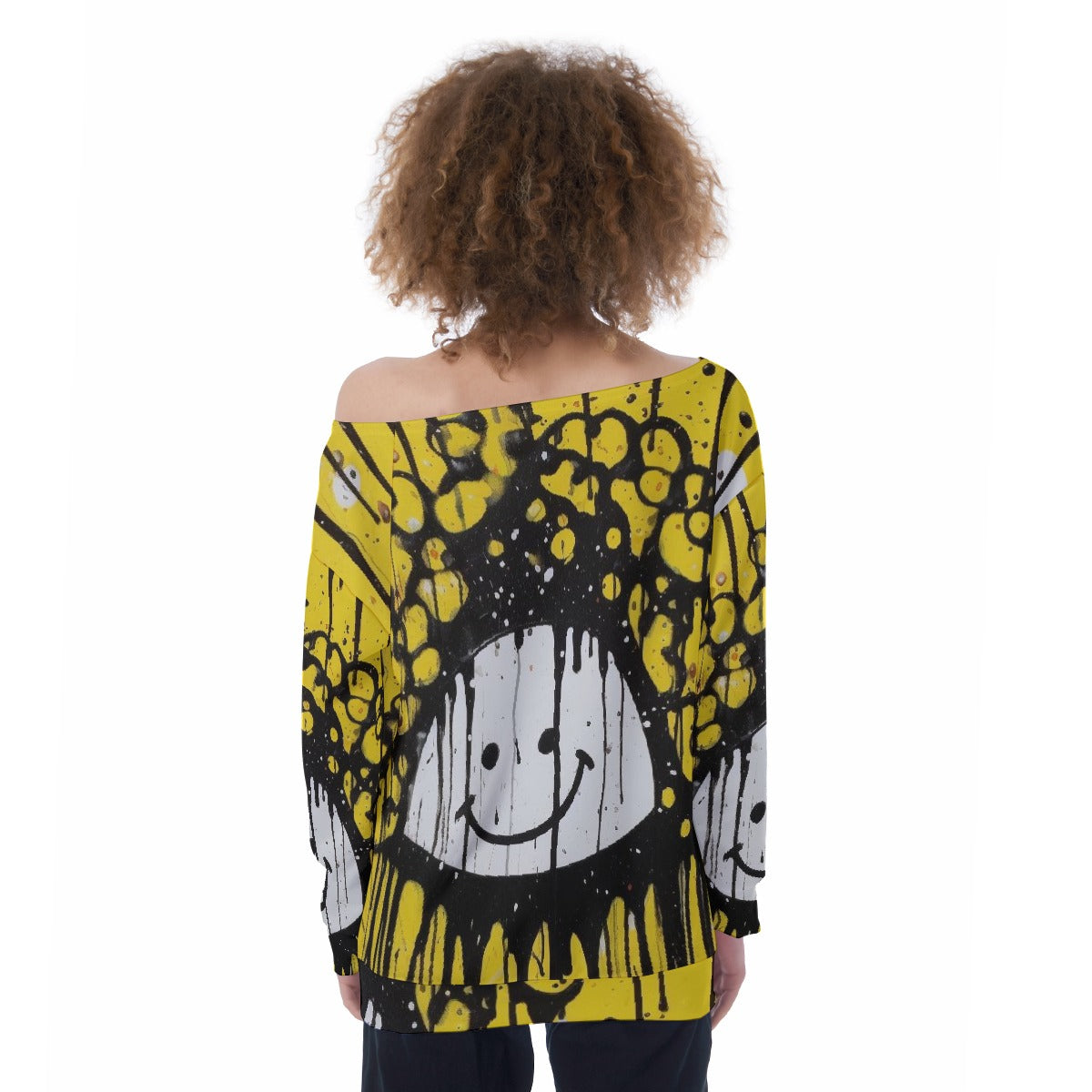 All-Over Print Oversized Women's Off-Shoulder Sweatshirt