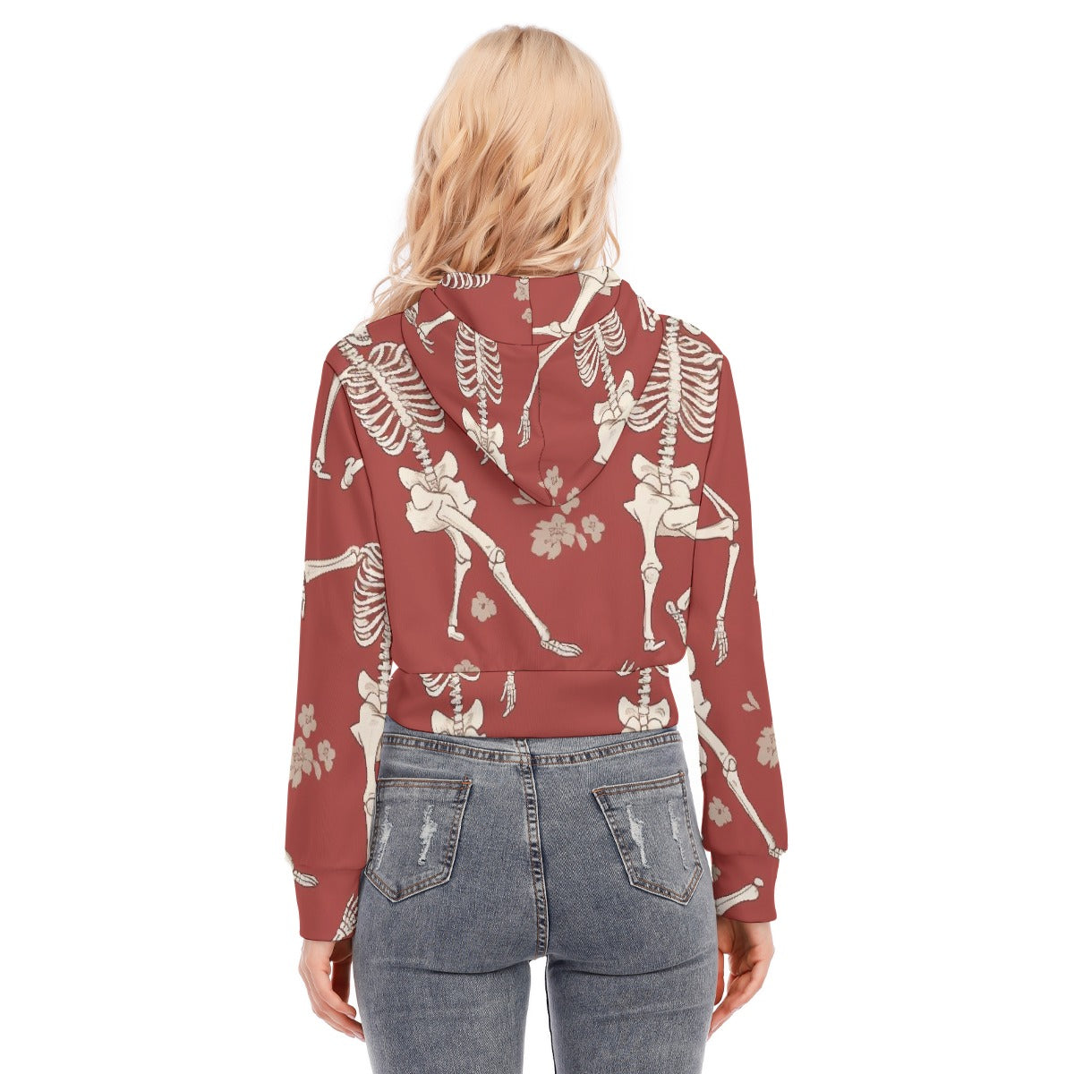 All-Over Print Women's Crop Top Hoodie With Zipper Closure