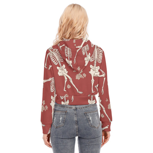 All-Over Print Women's Crop Top Hoodie With Zipper Closure