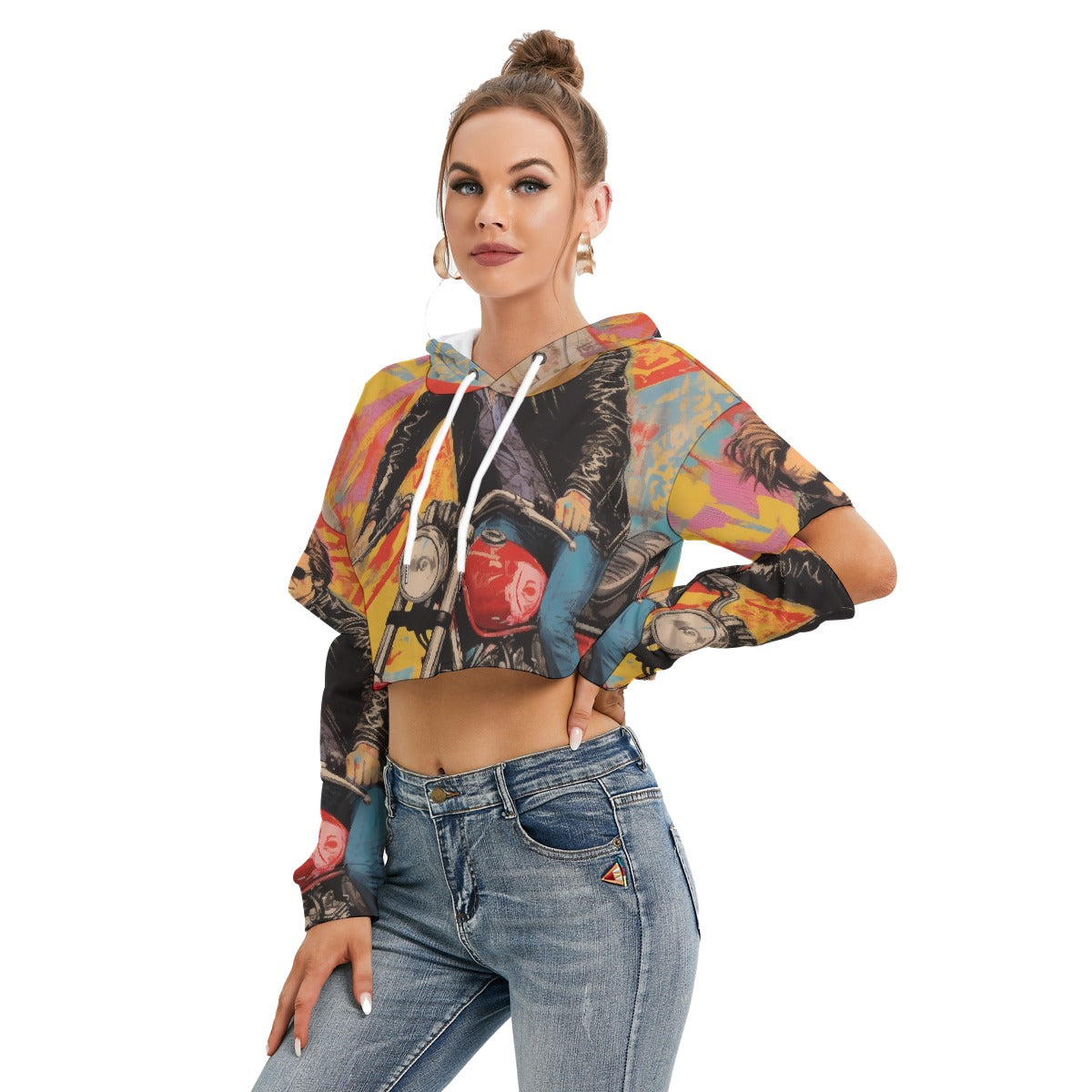 All-Over Print Women's Heavy Fleece Hoodie With Hollow Out Sleeve