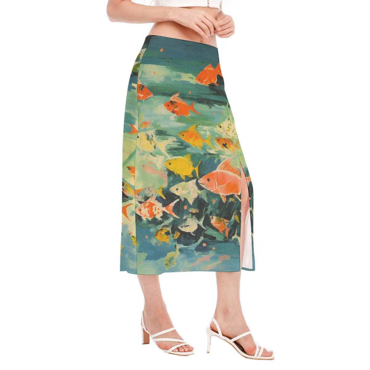All-Over Print Women's High Slit Long Skirt