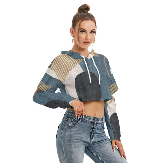 All-Over Print Women's Heavy Fleece Hoodie With Hollow Out Sleeve