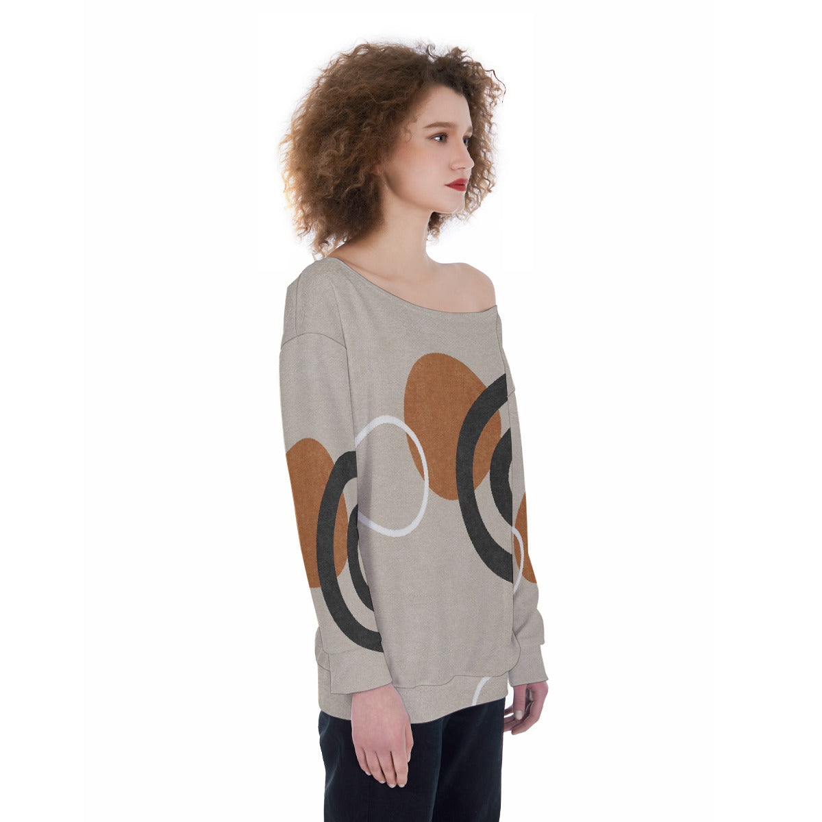 All-Over Print Oversized Women's Off-Shoulder Sweatshirt
