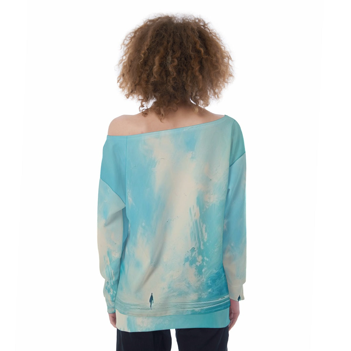 All-Over Print Oversized Women's Off-Shoulder Sweatshirt