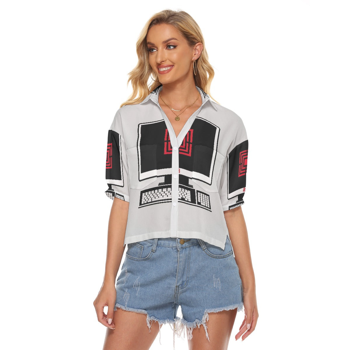 All-Over Print Women's V-neck Shirts