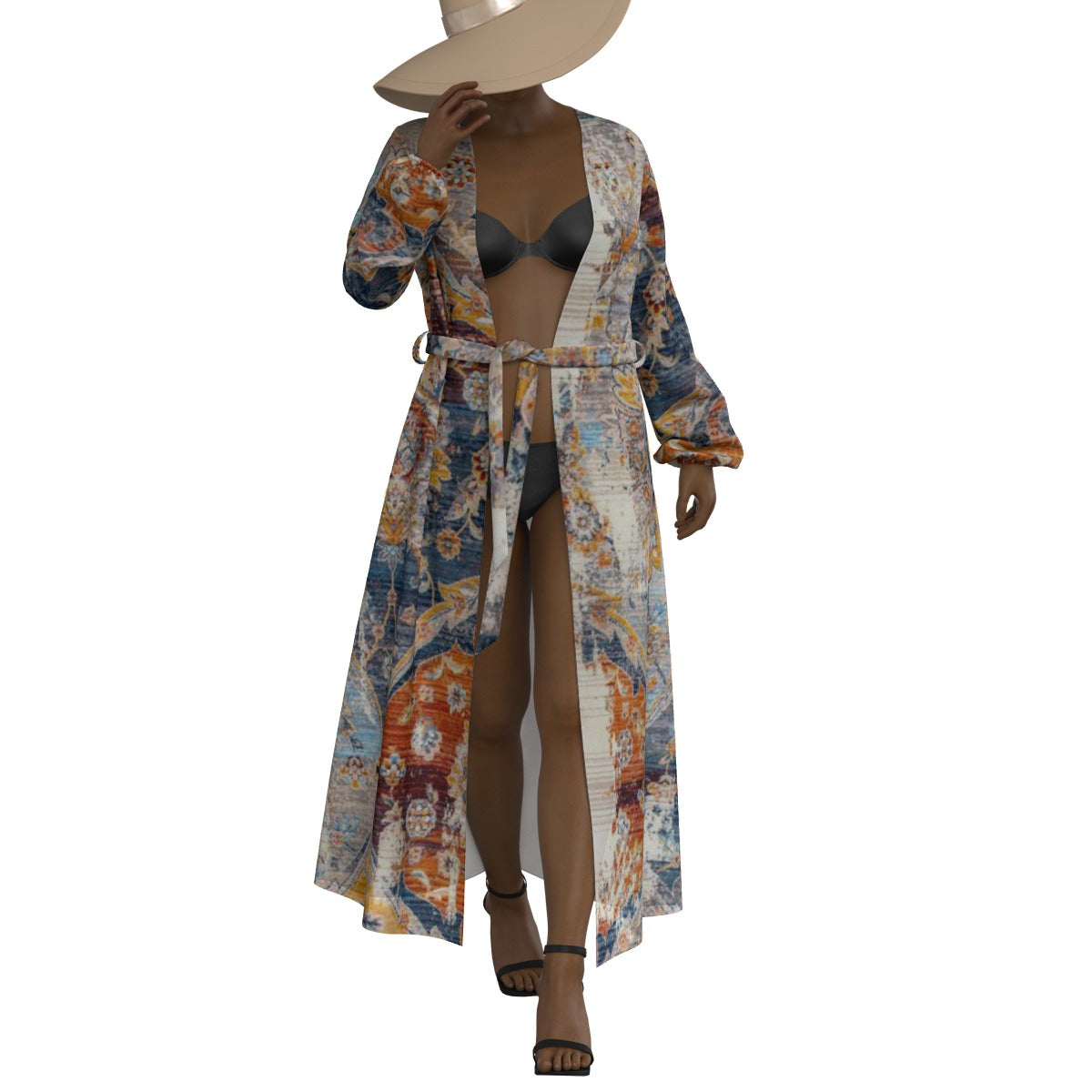 All-Over Print Women's Lace-up Chiffon Robe