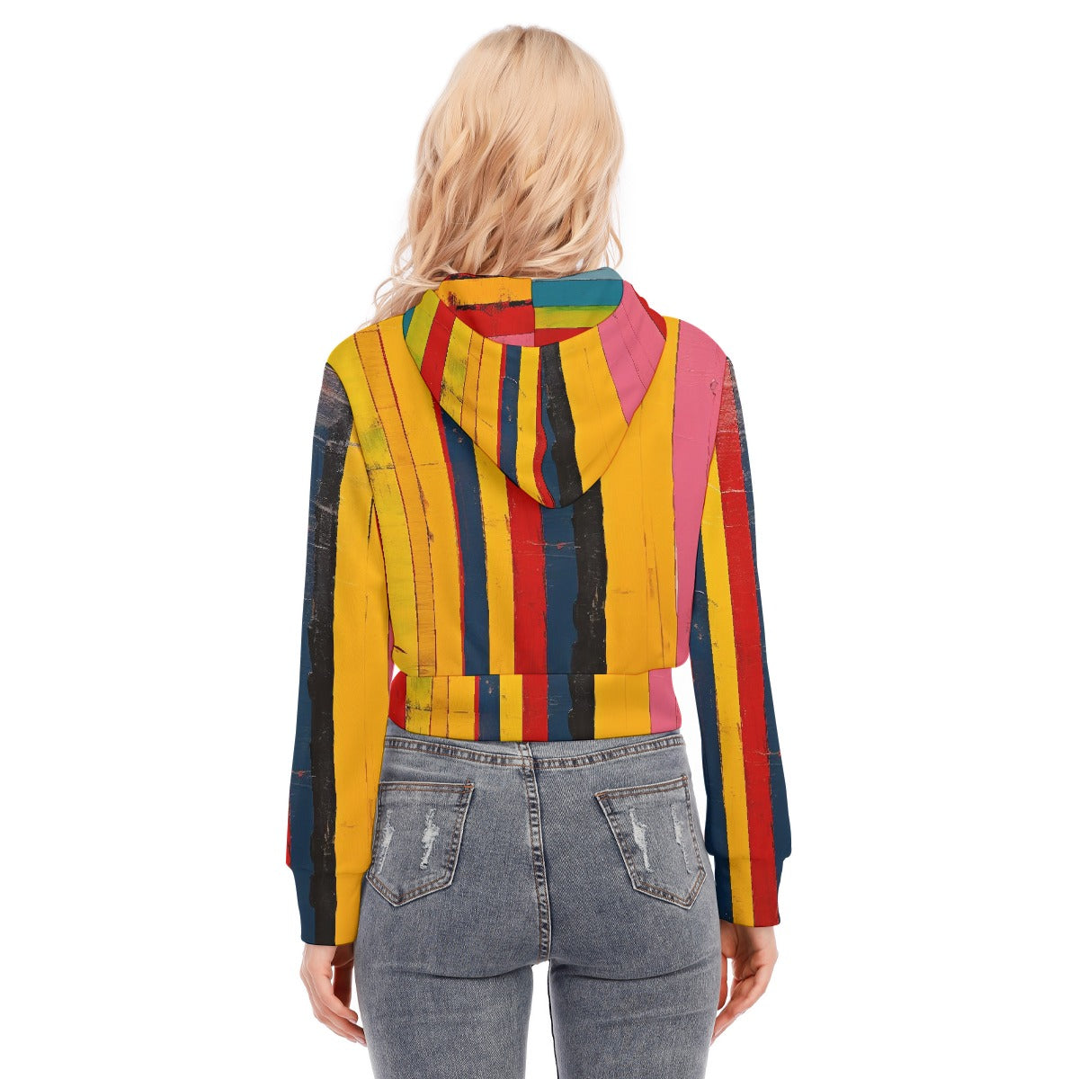 All-Over Print Women's Crop Top Hoodie With Zipper Closure