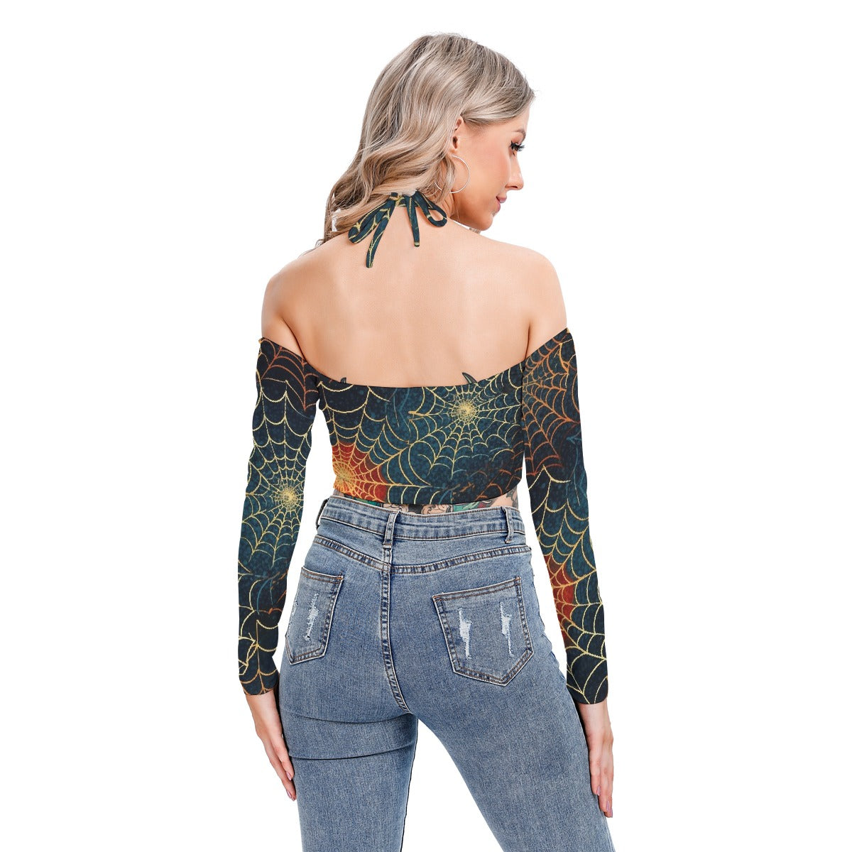 All-Over Print Women's Halter Lace-up Top