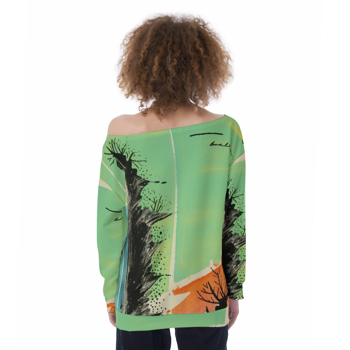 All-Over Print Oversized Women's Off-Shoulder Sweatshirt