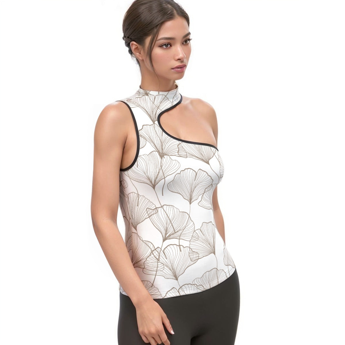 All-Over Print Women's Halter Sleeveless Asymmetrical Tank Top