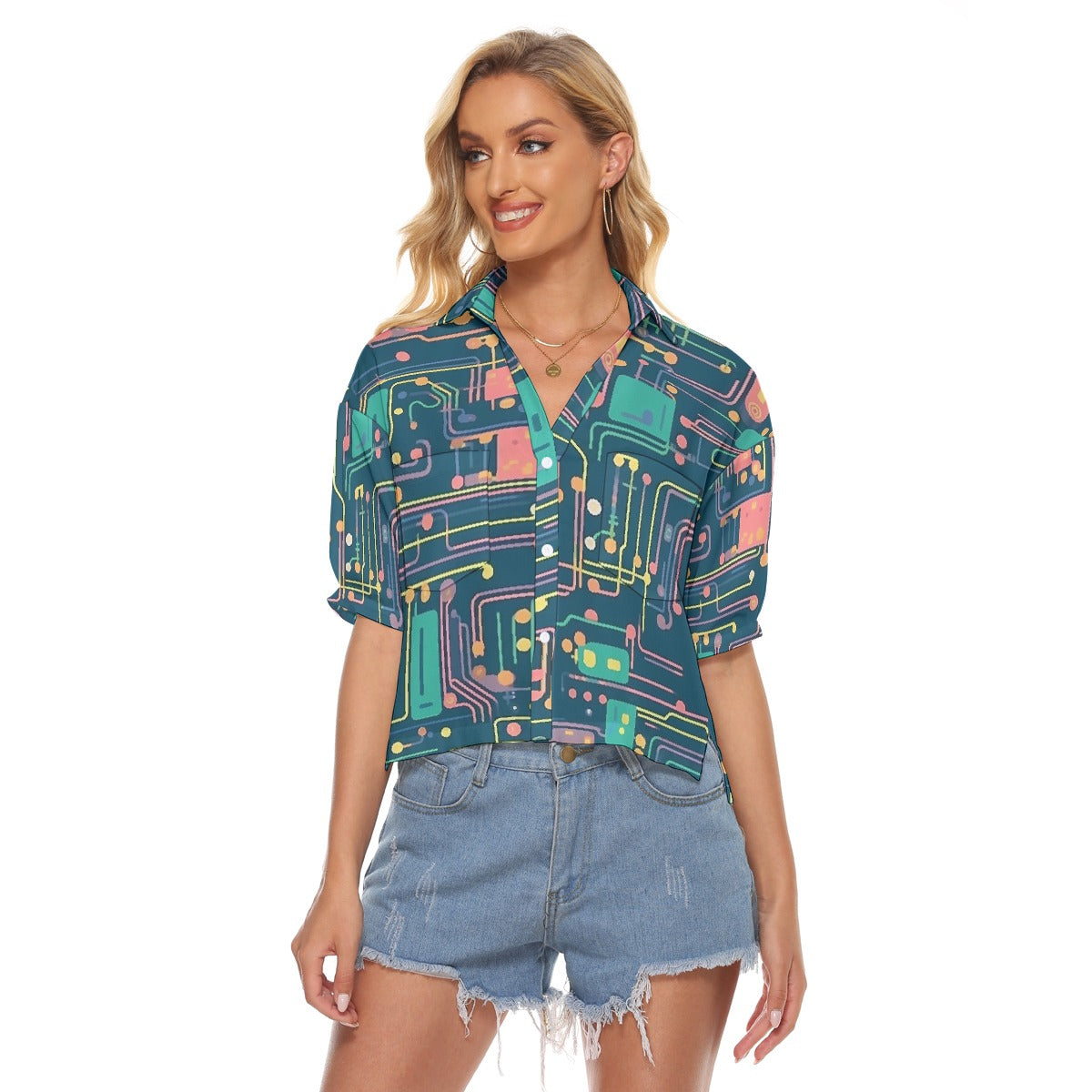 All-Over Print Women's V-neck Shirts
