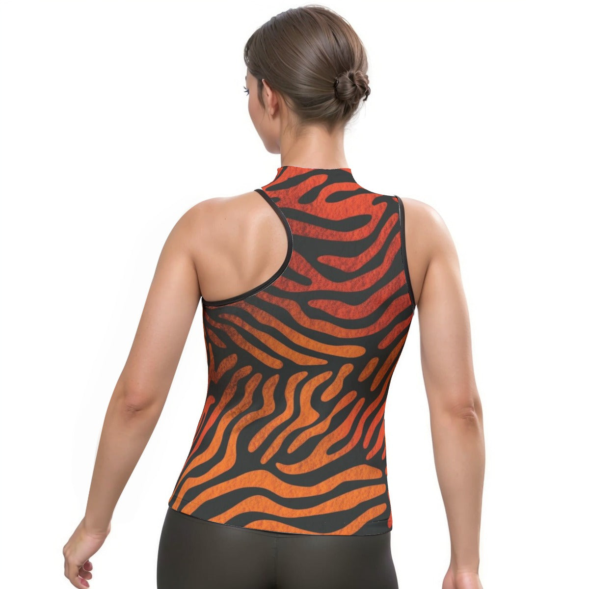 All-Over Print Women's Halter Sleeveless Asymmetrical Tank Top