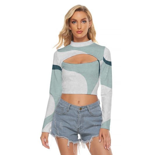 All-Over Print Women's Hollow Chest Keyhole Tight Crop Top