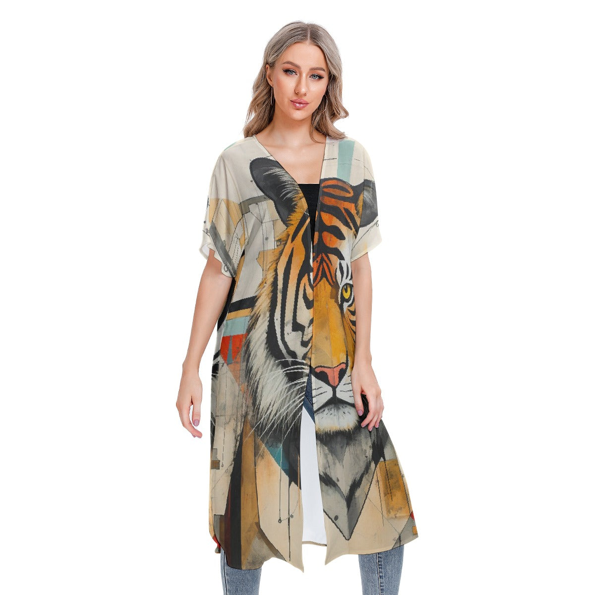 All-Over Print Women's Short Sleeve Cardigan