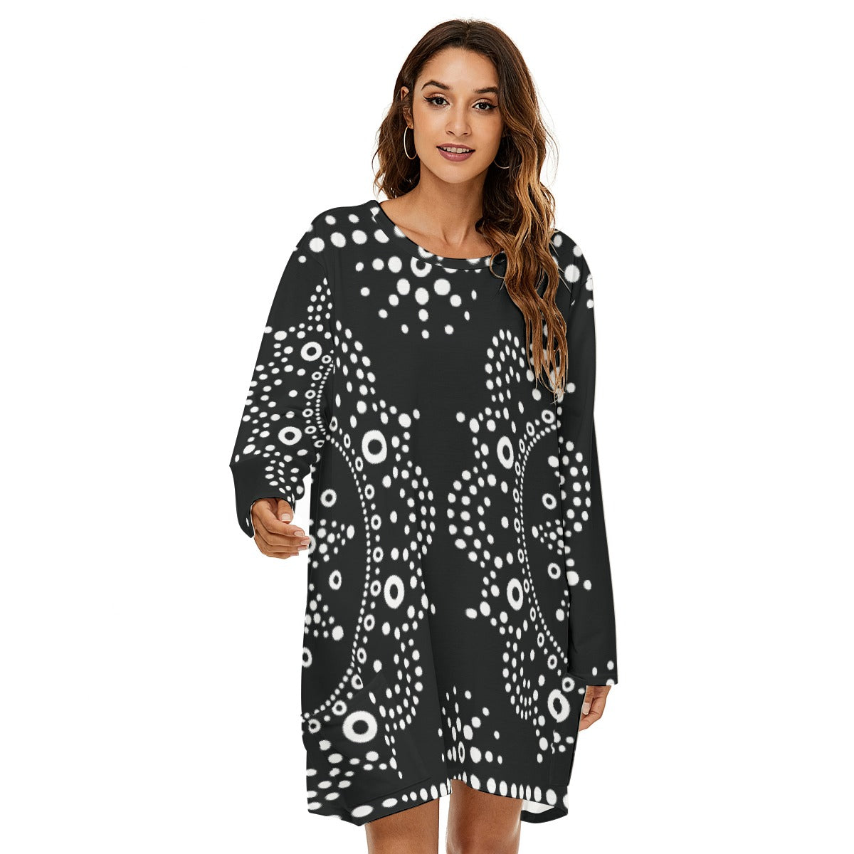 All-Over Print  Women's Loose Crew Neck Dress