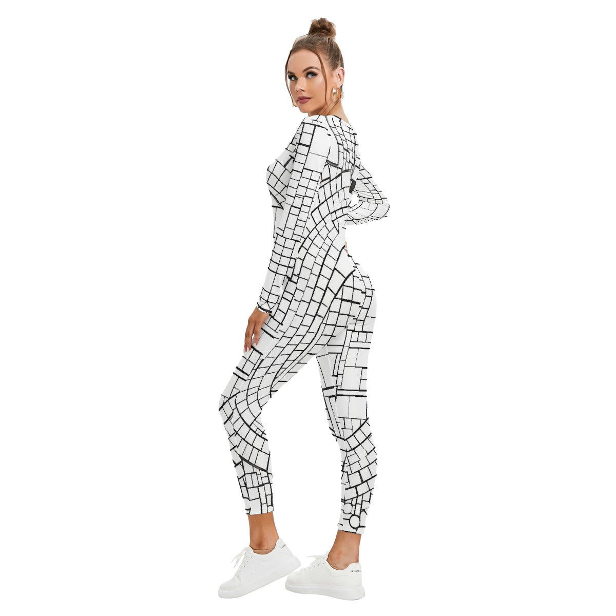 All-Over Print Women's Plunging Neck Jumpsuit