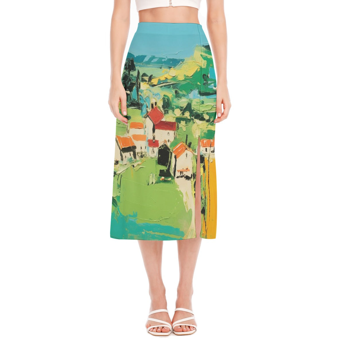 All-Over Print Women's High Slit Long Skirt