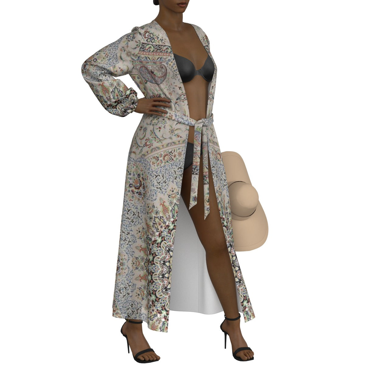 All-Over Print Women's Lace-up Chiffon Robe