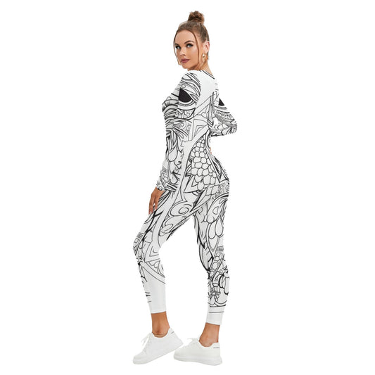 All-Over Print Women's Plunging Neck Jumpsuit