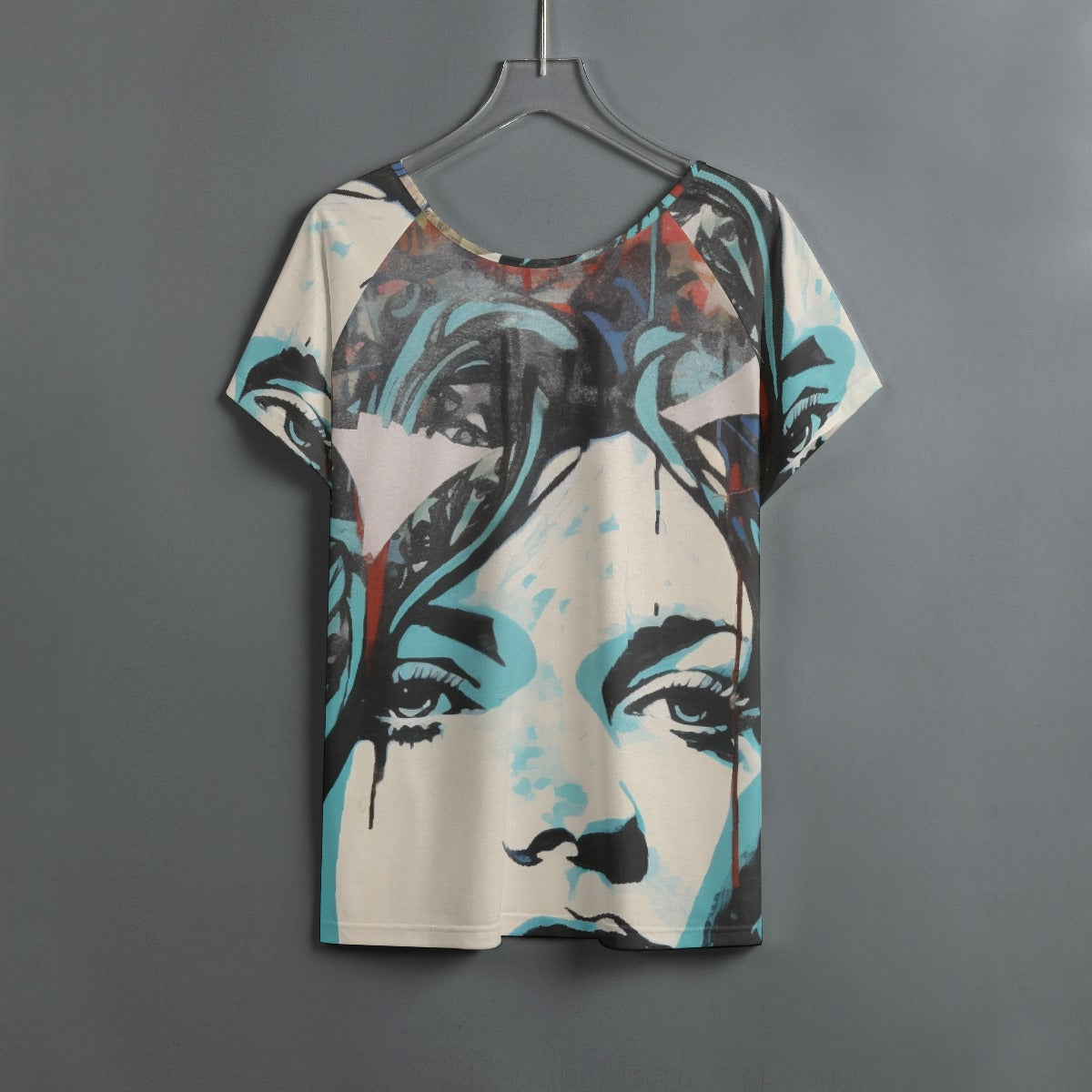 All-Over Print Women's Round Neck T-shirt With Raglan Sleeve