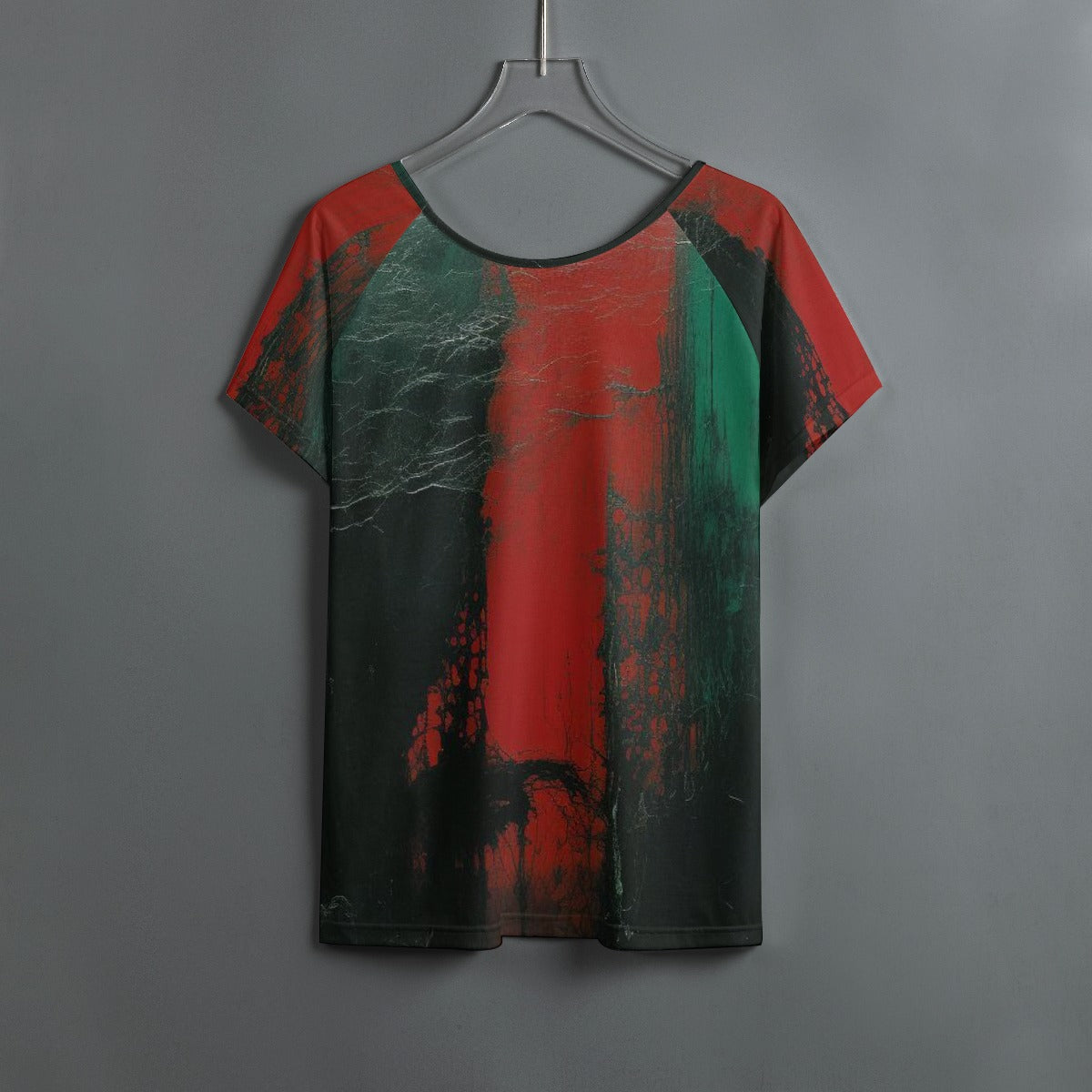 All-Over Print Women's Round Neck T-shirt With Raglan Sleeve