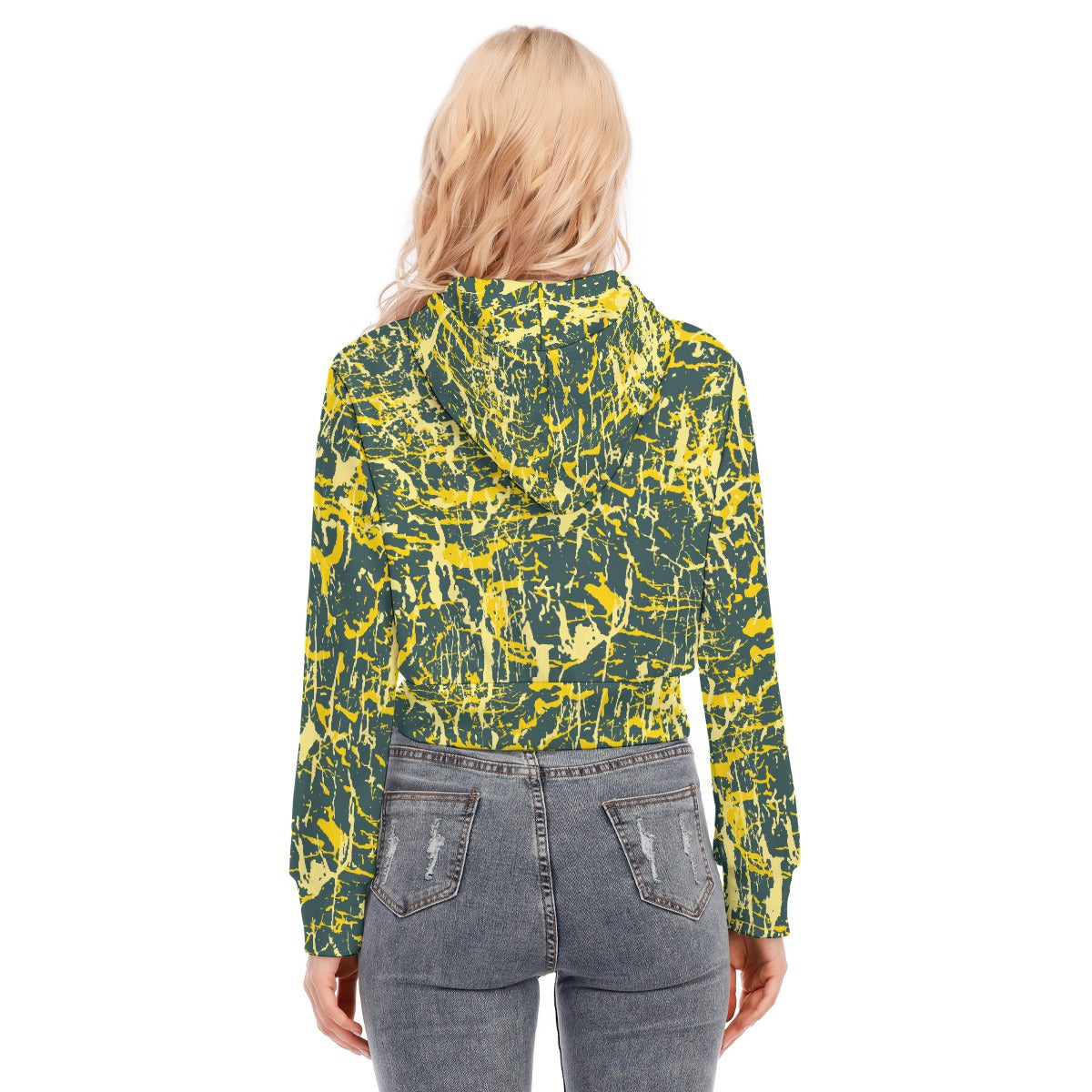 All-Over Print Women's Crop Top Hoodie With Zipper Closure
