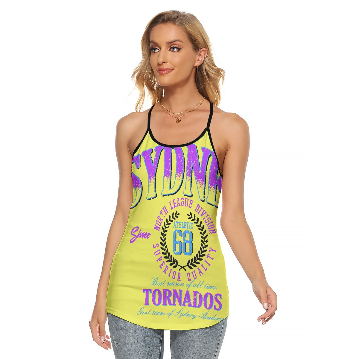 All-Over Print Women's Criss-Cross Open Back Tank Top