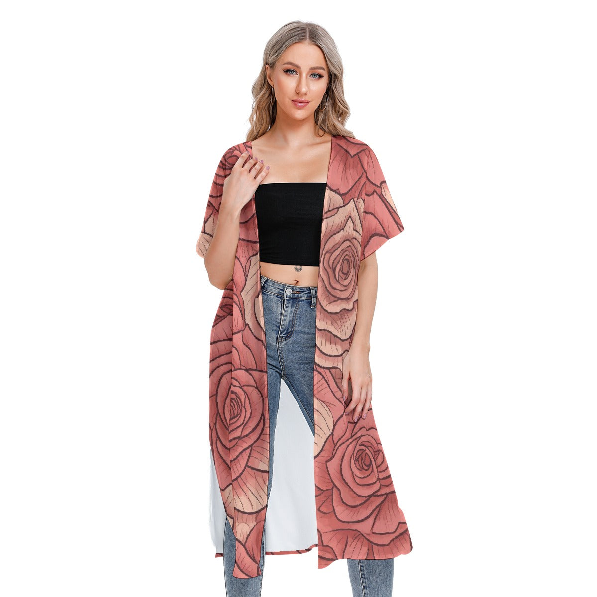 All-Over Print Women's Short Sleeve Cardigan