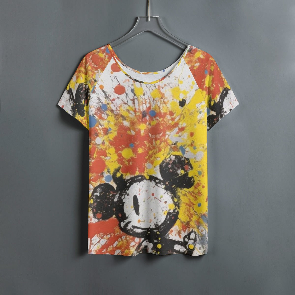 All-Over Print Women's Round Neck T-shirt With Raglan Sleeve