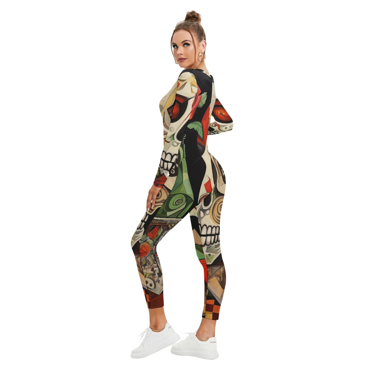 All-Over Print Women's Plunging Neck Jumpsuit