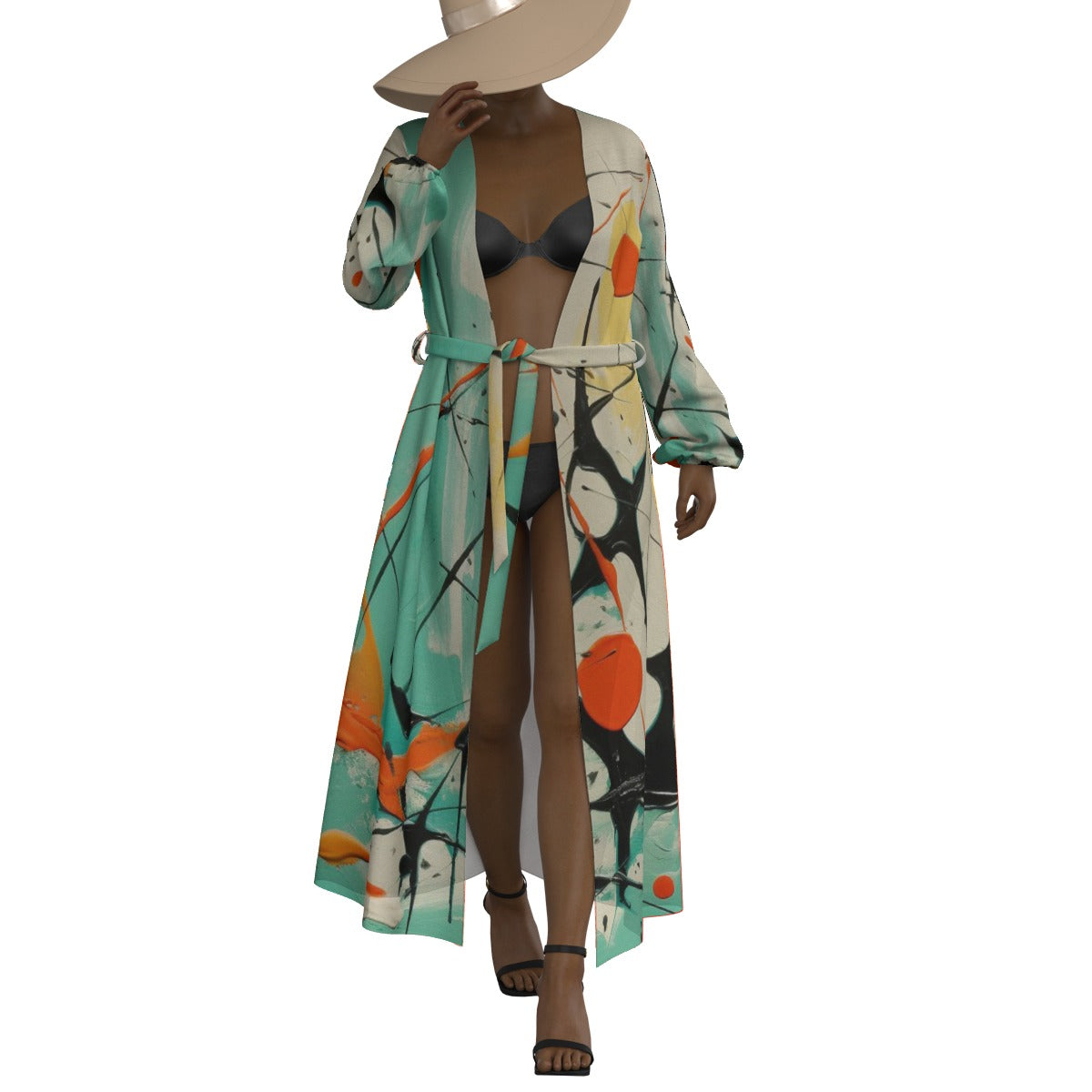 All-Over Print Women's Lace-up Chiffon Robe