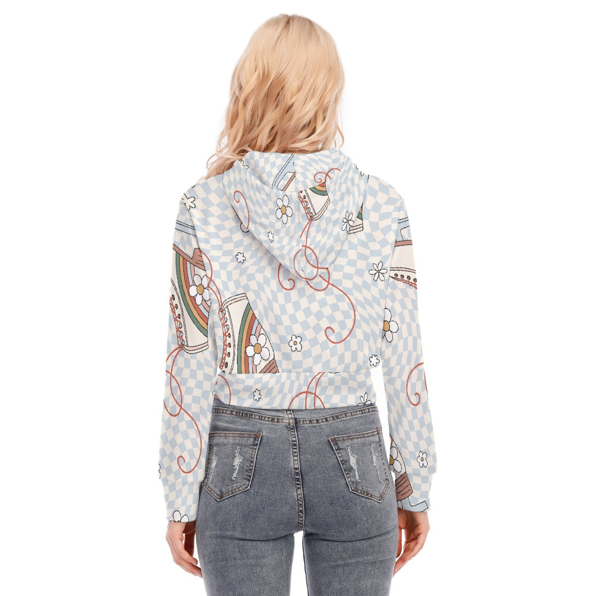 All-Over Print Women's Crop Top Hoodie With Zipper Closure
