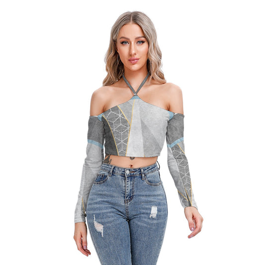 All-Over Print Women's Halter Lace-up Top