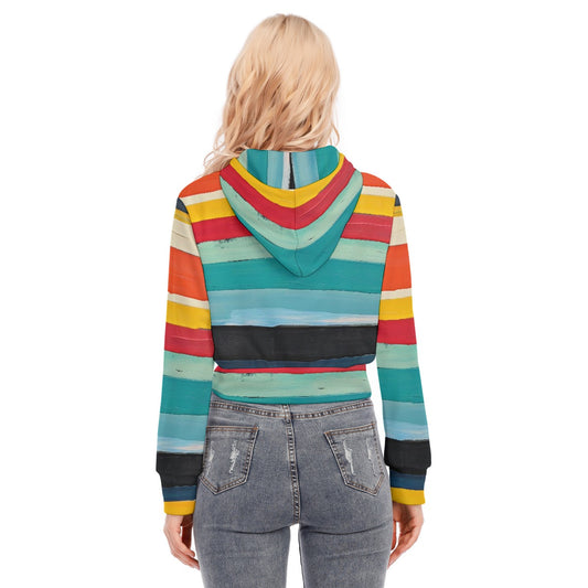 All-Over Print Women's Crop Top Hoodie With Zipper Closure
