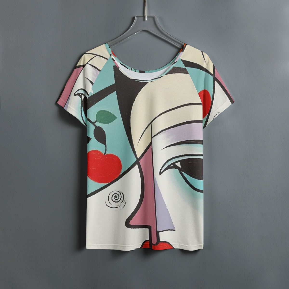 All-Over Print Women's Round Neck T-shirt With Raglan Sleeve