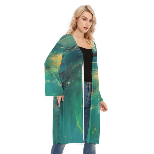 All- Over Print Women's Long Sleeve Mesh Cardigan