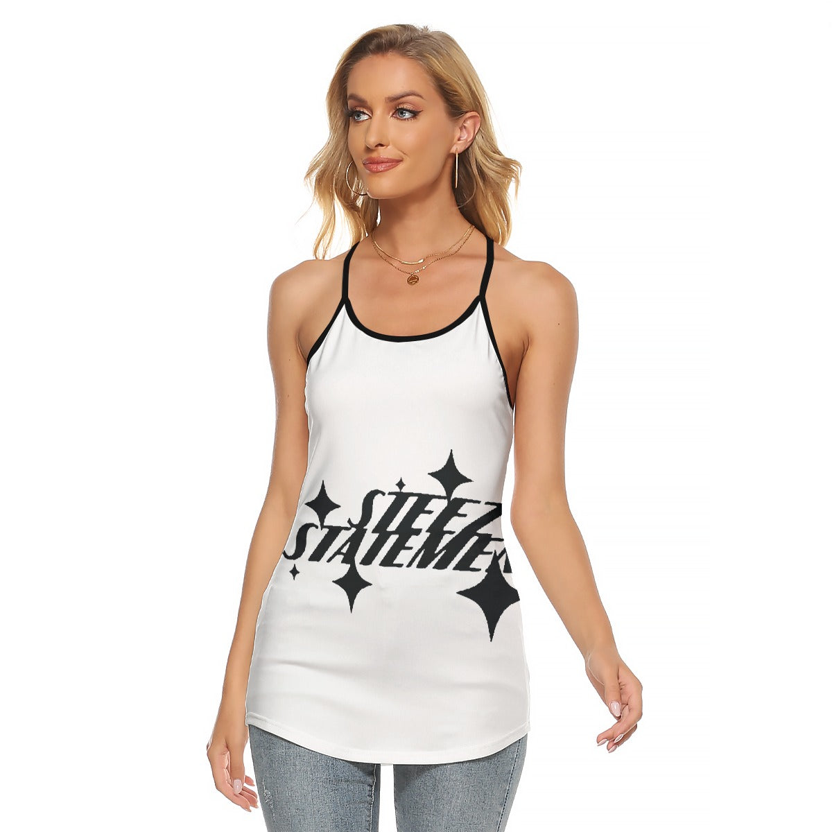 All-Over Print Women's Criss-Cross Open Back Tank Top