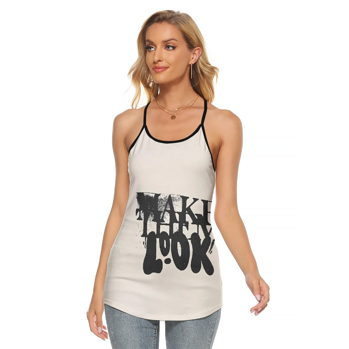 All-Over Print Women's Criss-Cross Open Back Tank Top