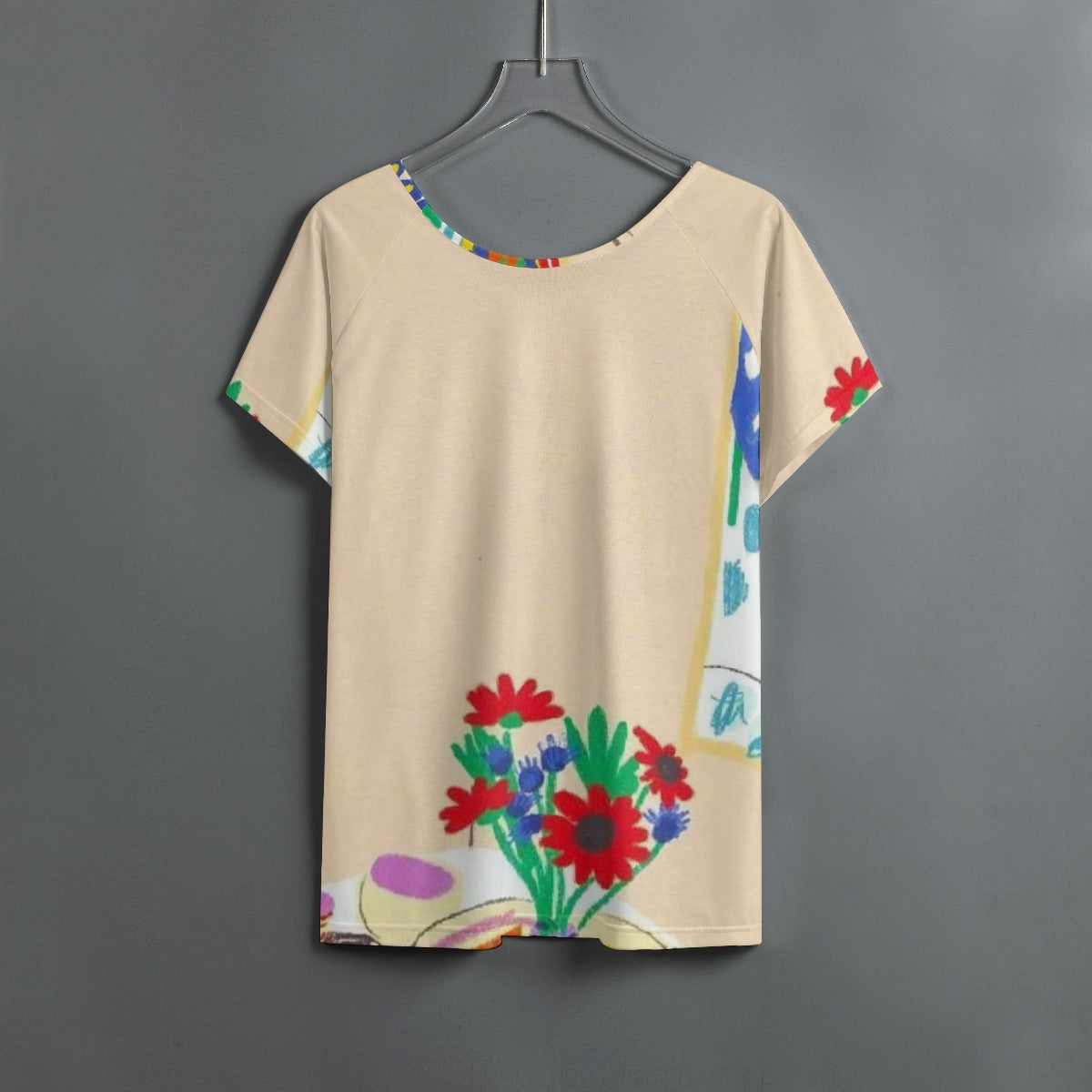 All-Over Print Women's Round Neck T-shirt With Raglan Sleeve