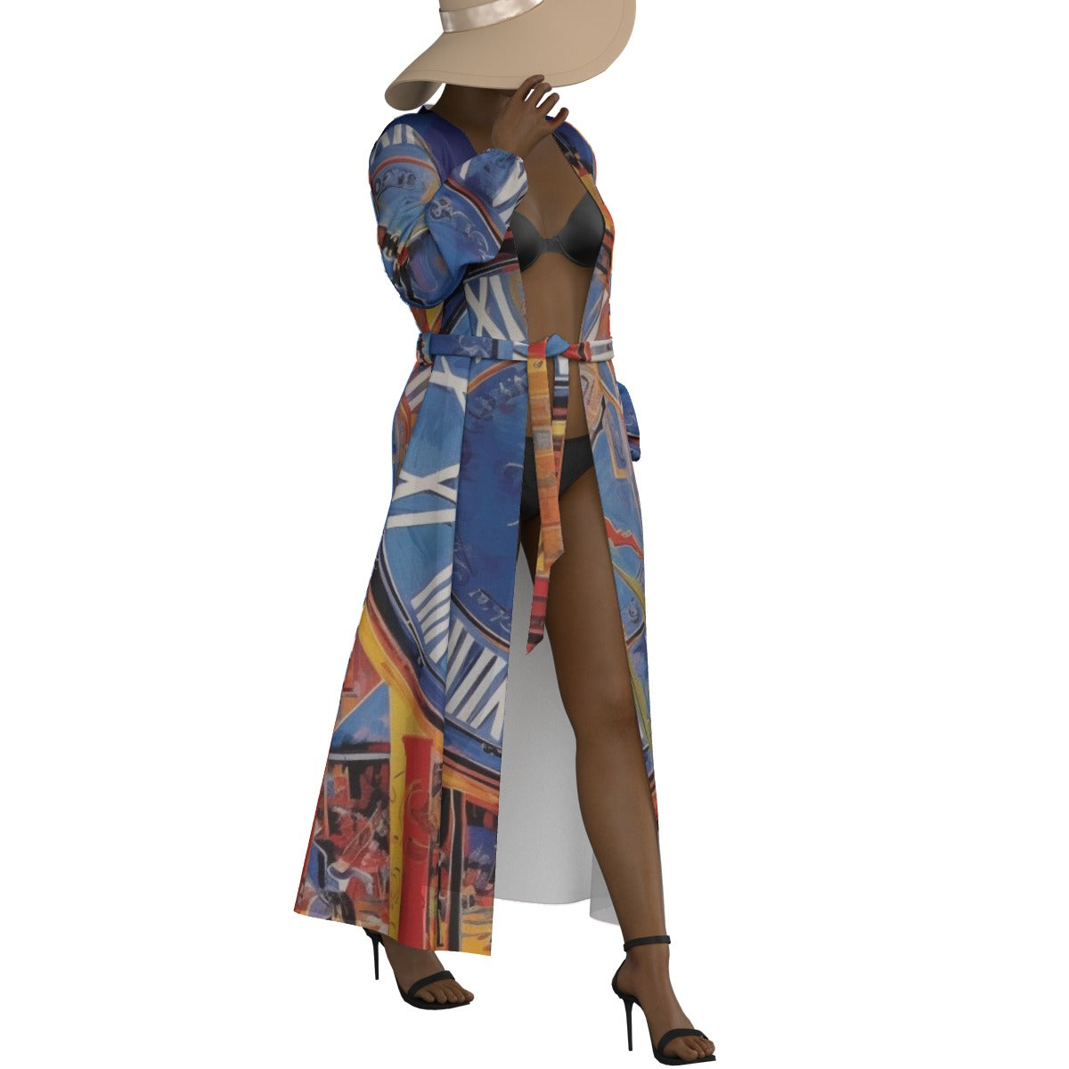 All-Over Print Women's Lace-up Chiffon Robe