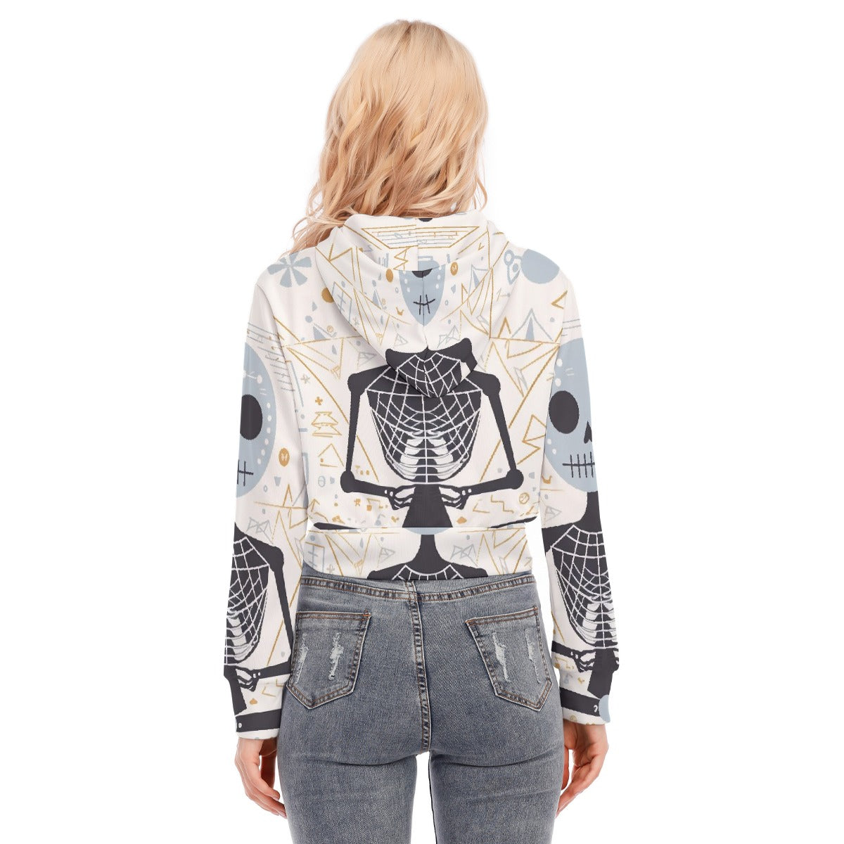All-Over Print Women's Crop Top Hoodie With Zipper Closure