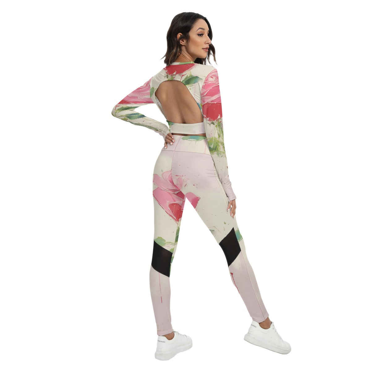 All-Over Print Women's Sport Set With Backless Top And Leggings