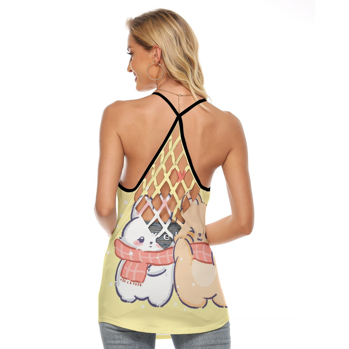 All-Over Print Women's Criss-Cross Open Back Tank Top