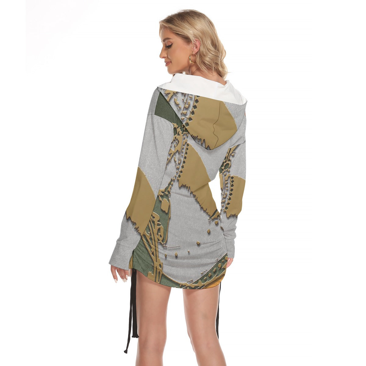 All-Over Print Women's One-shoulder Dress With Waist Shirring