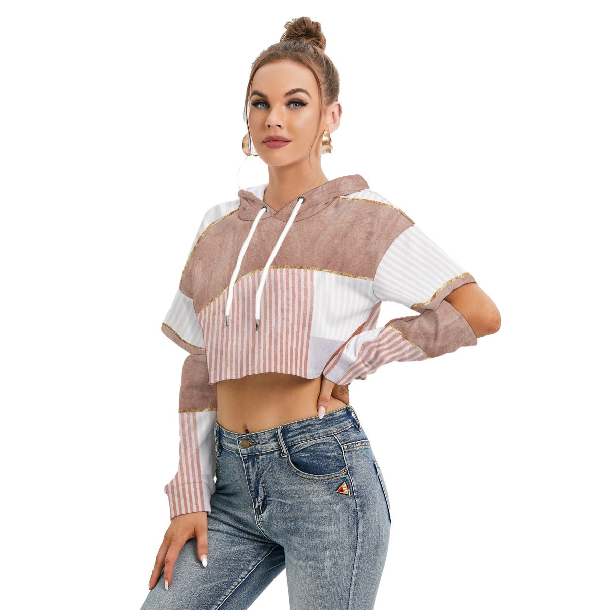All-Over Print Women's Heavy Fleece Hoodie With Hollow Out Sleeve