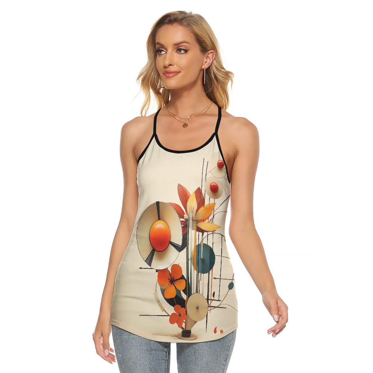 All-Over Print Women's Criss-Cross Open Back Tank Top