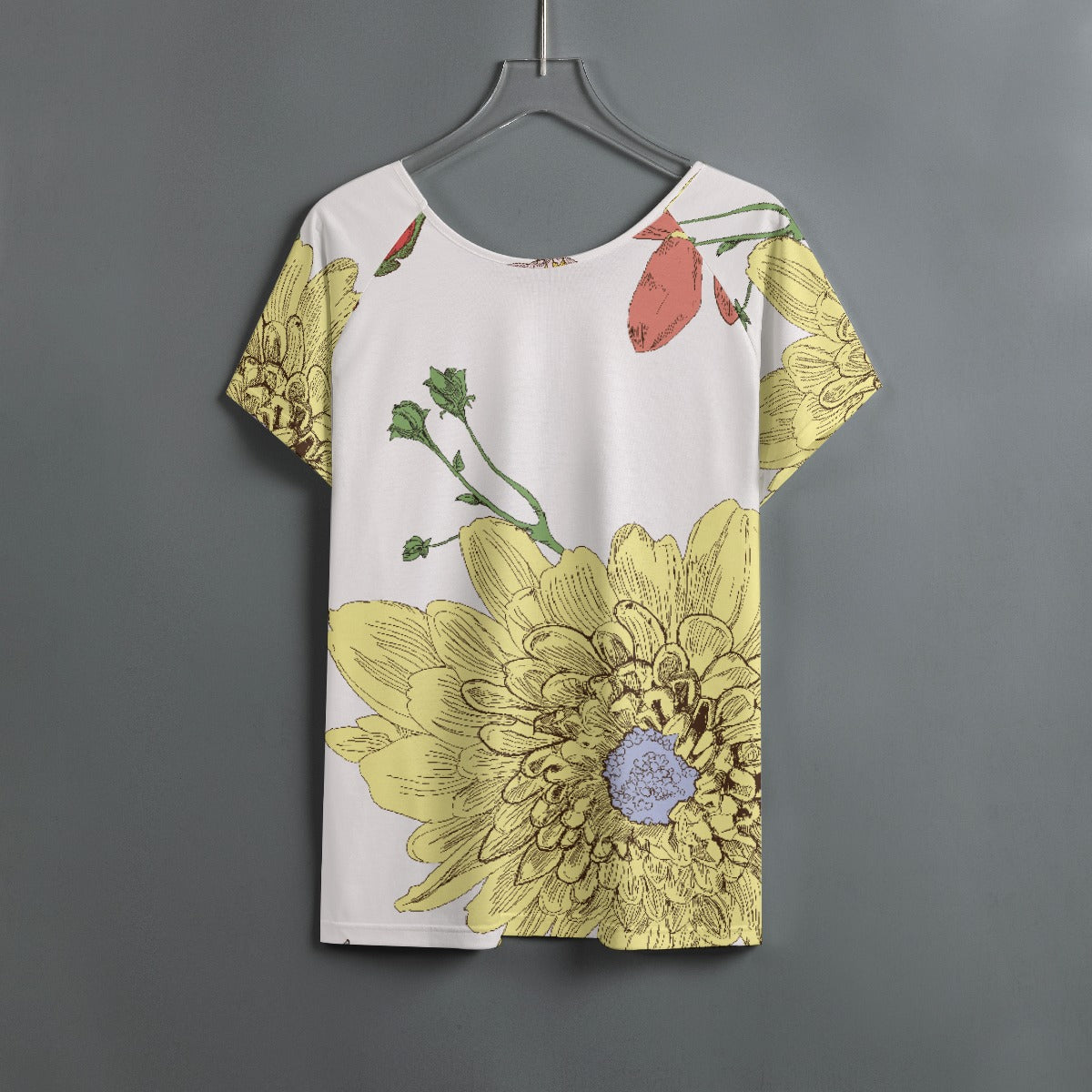 All-Over Print Women's Round Neck T-shirt With Raglan Sleeve