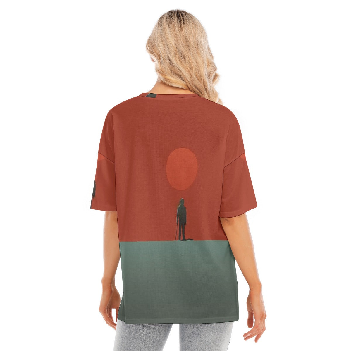 All-Over Print Women's Short Sleeves T-shirt With Hem Split